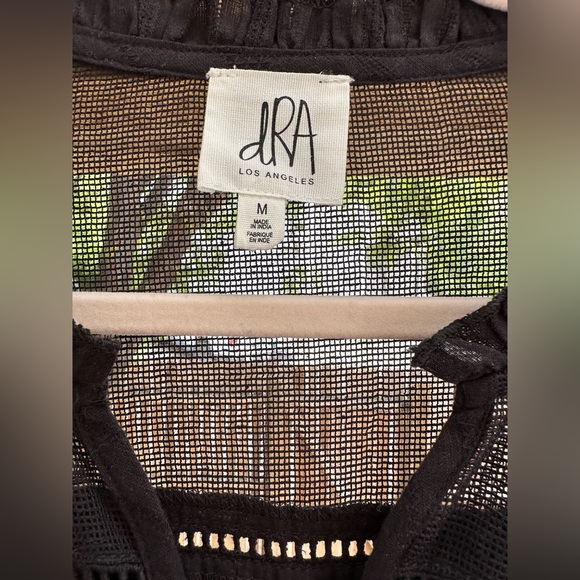 Anthropologie dRA Peoria Peasant Blouse Black Ruffle Sheer Cotton Medium - Picture 11 of 16